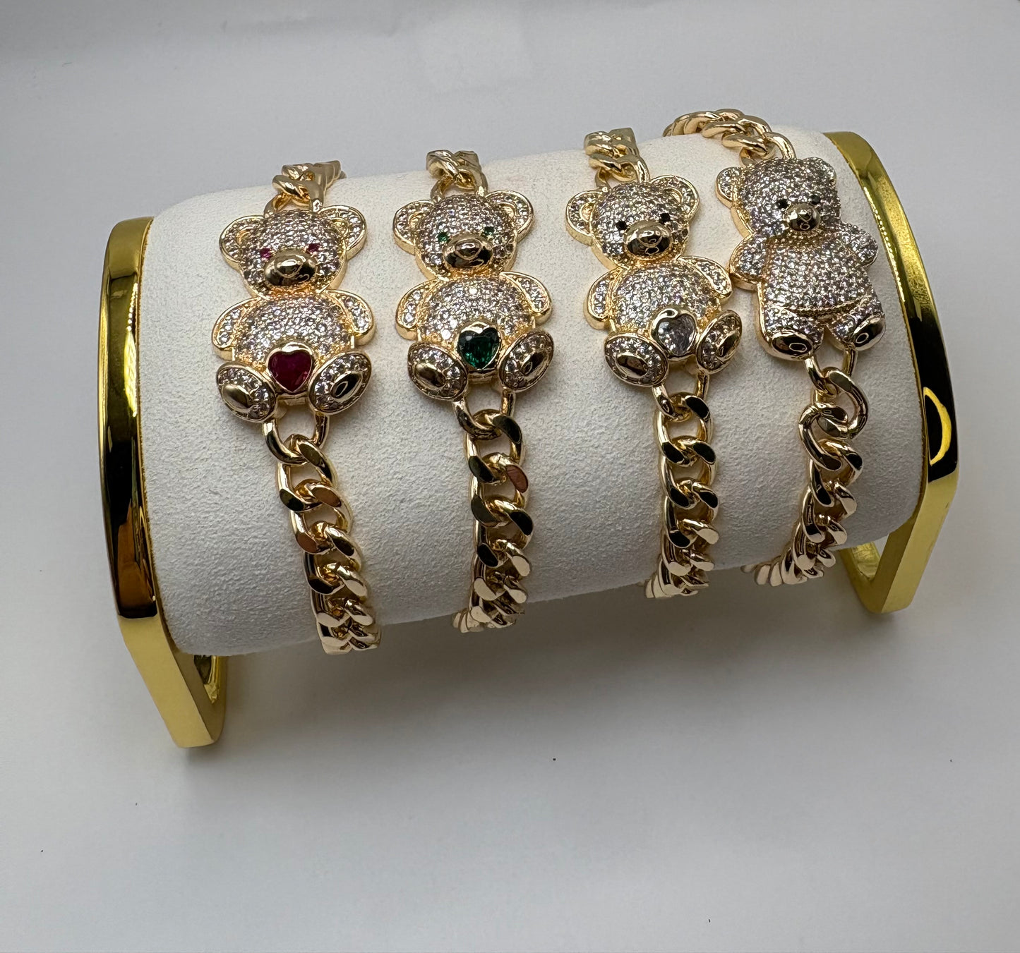 Adorn your wrist with this adorable Gold Teddy Bear Bracelet.