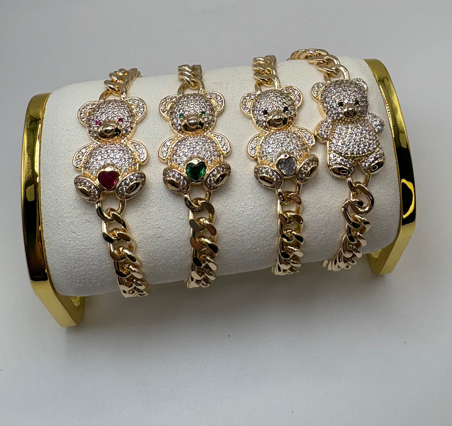 Adorn your wrist with this adorable Gold Teddy Bear Bracelet.