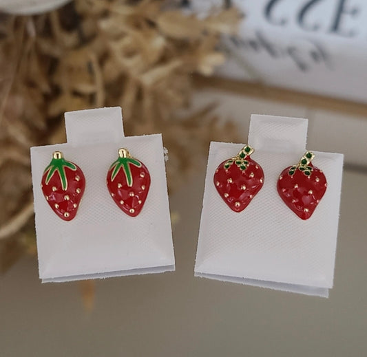 🍓 Strawberry Sweetheart Studs – Cute & Quirky