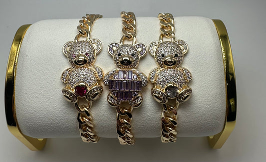 Adorn your wrist with this adorable Gold Teddy Bear Bracelet.