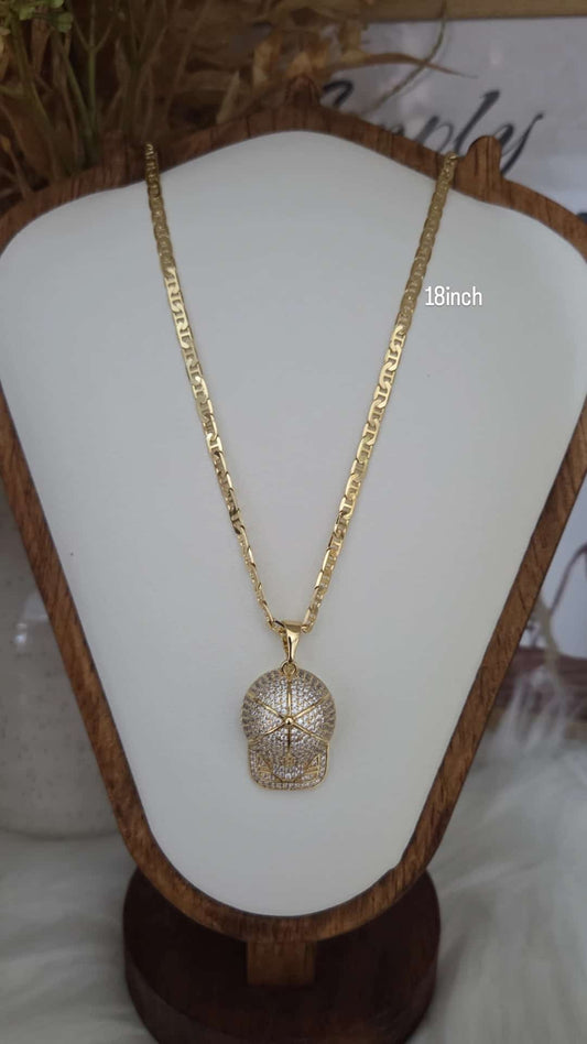 18-Inch Gold plated 14k Cap Pendant Chain Necklace