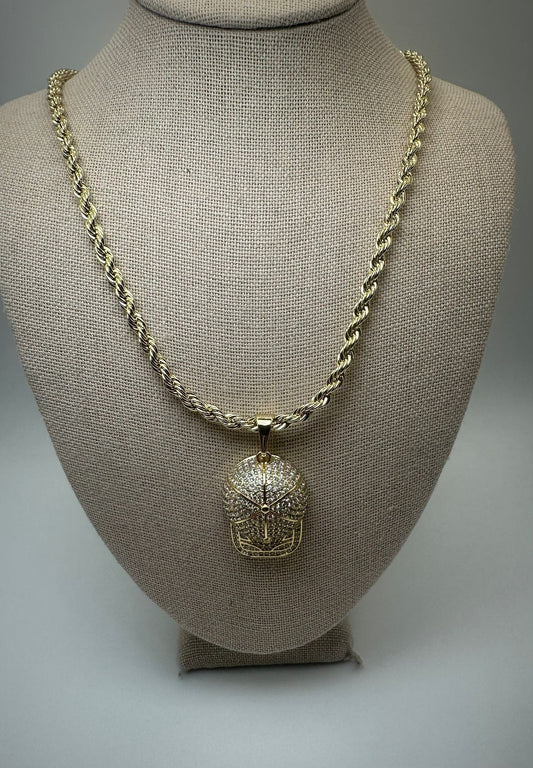 Gold Spartan Helmet Pendant Necklace